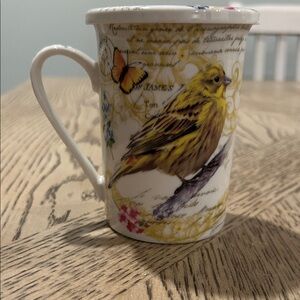 Kent Pottery England Bird/Butterfly design teacup with lid